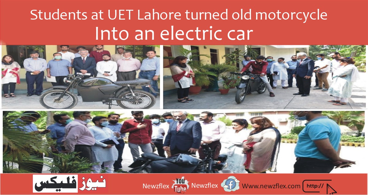 Students at UET Lahore turned old motorcycle into an electric car