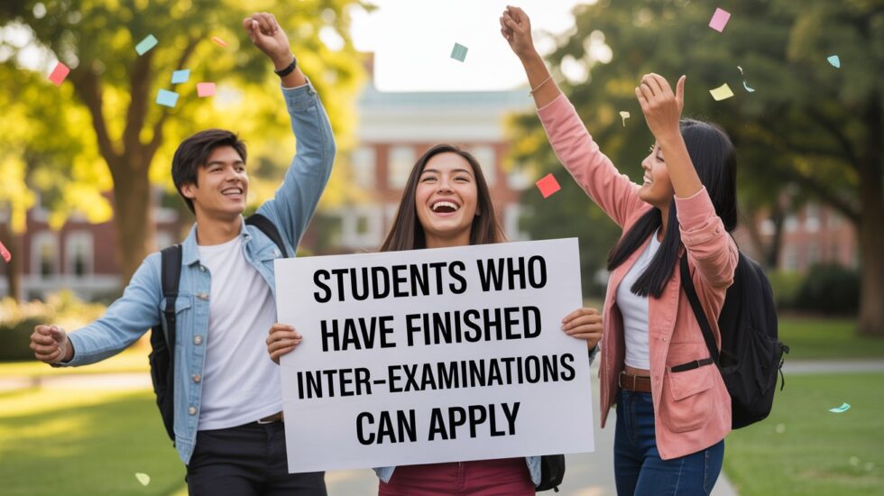 Students who have finished inter -examinations can apply